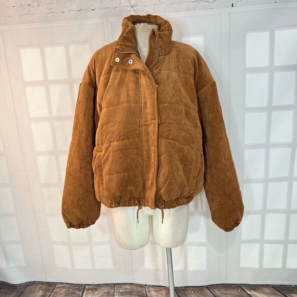 Fashion Nova NWT Camel High Neck Cover Your Tracks Puffer Jacket Size 2X - Picture 4 of 13